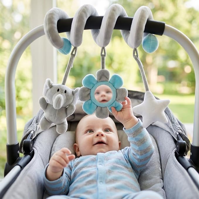 Multi-Use Baby Spiral Activity Toy – Spiral carseat Toy for Car Seat, Stroller,Play Gym, Keeps Baby Quiet, Easy Travel Solution