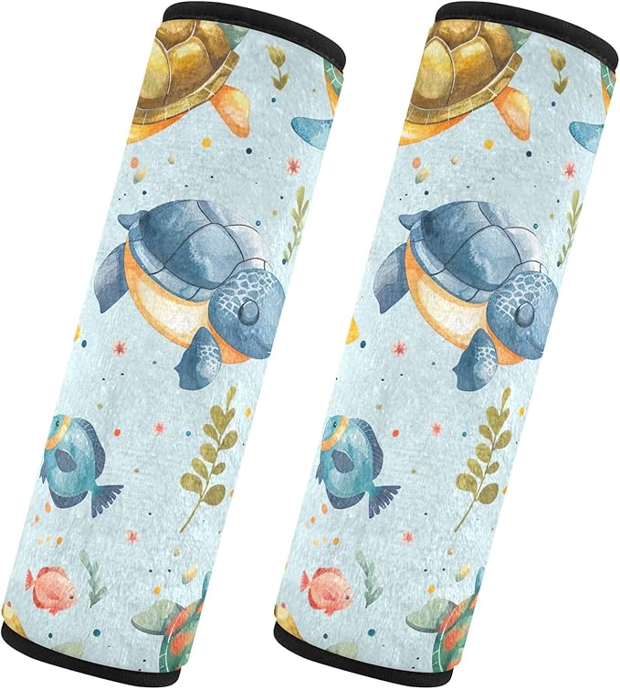CHIFIGNO Cute Cartoon Sea Turtles Car Seat Belt Covers 2 Pack Universal Seatbelt Pad Shoulder Pads Car Accessories Protect Your Neck and Shoulder
