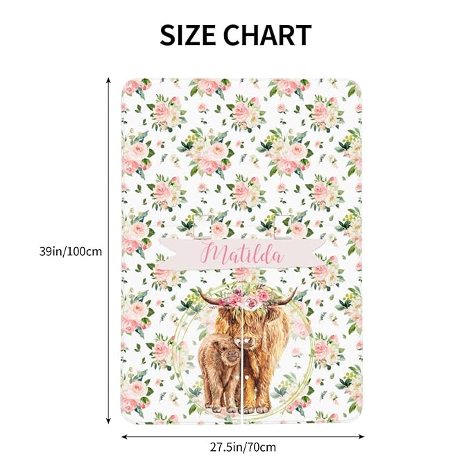 Personalized Baby Car Seat Canopy for Babies with Name, Custom Floral Cow Stroller Car Seat Covers for Girls, Minky Nursing Carseat Cover for Breastfeeding, Car Seat Canopies for Newborn