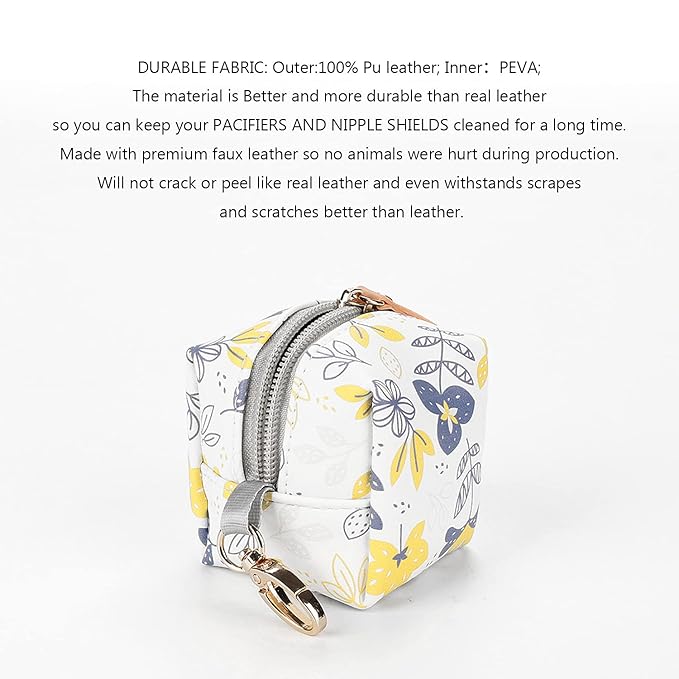 MOMIGO Pacifier Case Bag - Pacifier Holder with Clip for Diaper Bag Stroller Purse Charm, Holds 2 Pacifiers Outdoor Travel (Maple Leaf)