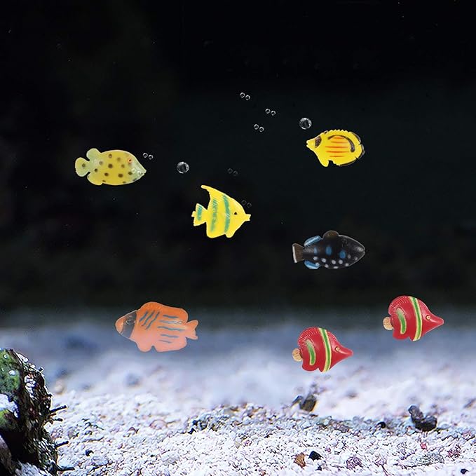 Boao 48 Pcs Plastic Fish Toys Small Tropical Fish Figure Set Sea Animals Mini Bath Toy Tropical Party Favor Gifts Assorted Ocean Creatures Figures Birthday Learning Educational Party Supplies Decor
