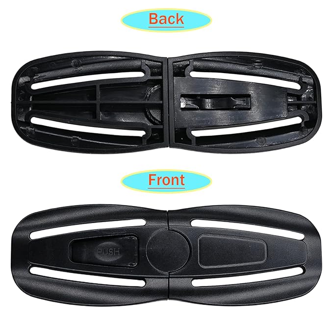 2 Pack Universal Child Seat Chest Harness Buckle,Seat Chest Harness Clip Buckle Lock Stroller Chest Replacement for Kids Trend,Adjustable Guard(Black)