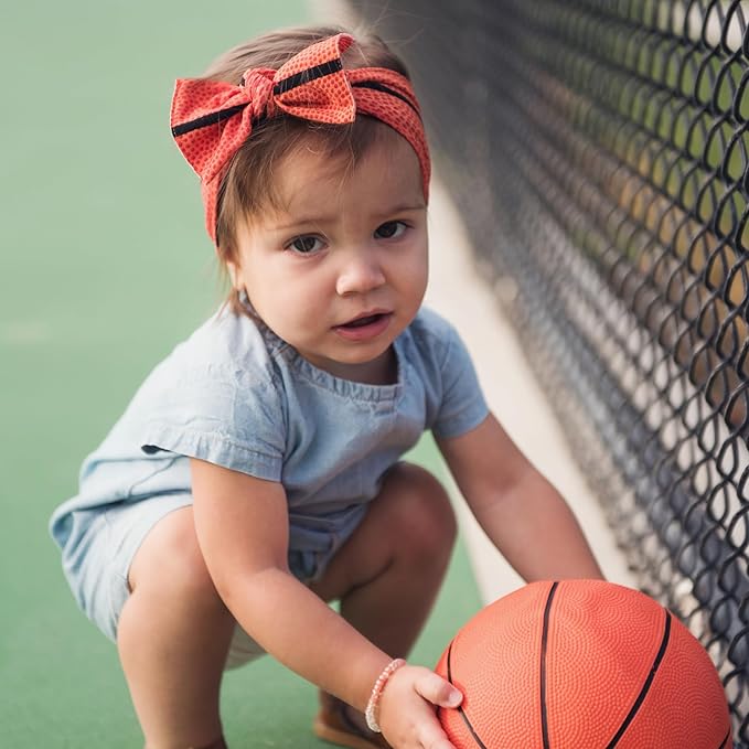 Baby Bling 2PK PRINT SOLID KNOTS: basketball + royal