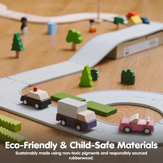 PlanToys® Purple Delivery Truck Wooden Montessori Vehicle Toy | Early Movement, Imagination and Practical Life Exploration | Eco Friendly Truck for Indoor and Outdoor Play