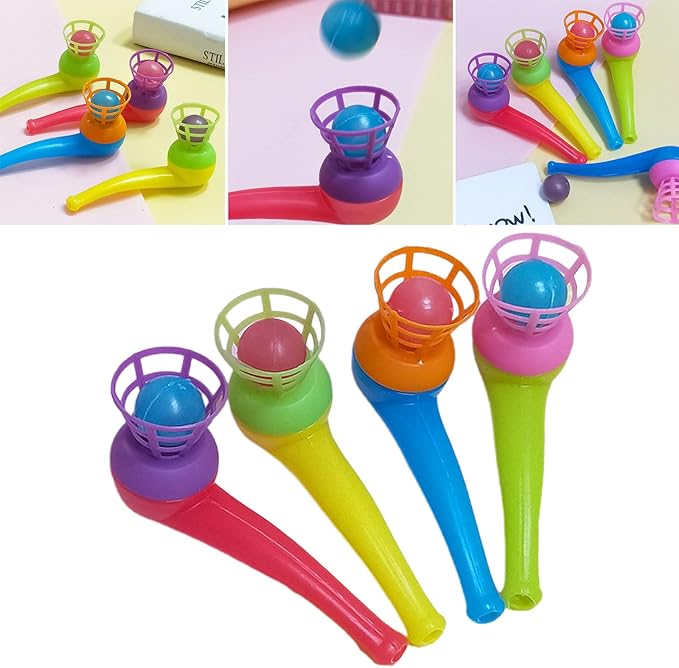 Suspended Blowing Pipe Floating Ball Children Training Floating Blowing Ball Plastic Balls Toy for Kids Floating Blow Pipe Ball
