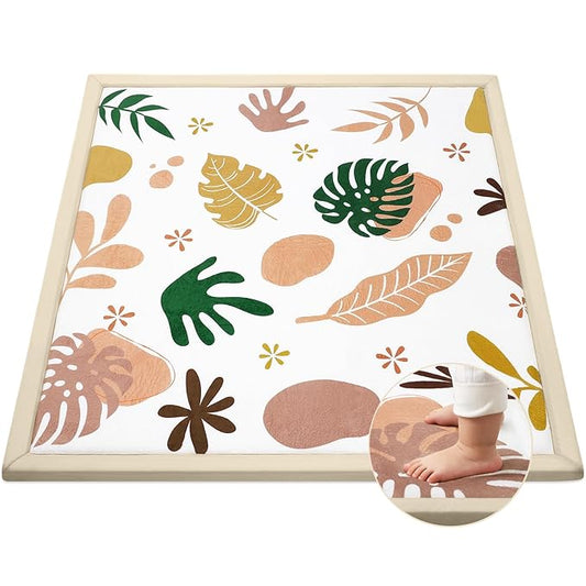 50"×50" Baby Play Mat for Floor & Playpen, 1.2" Thick High-Density Foam Nursery Mat for Tummy Time, Soft Plush Carpet with Non-Slip Bottom for Infant Toddler Baby Crawling & Playing (Boho)