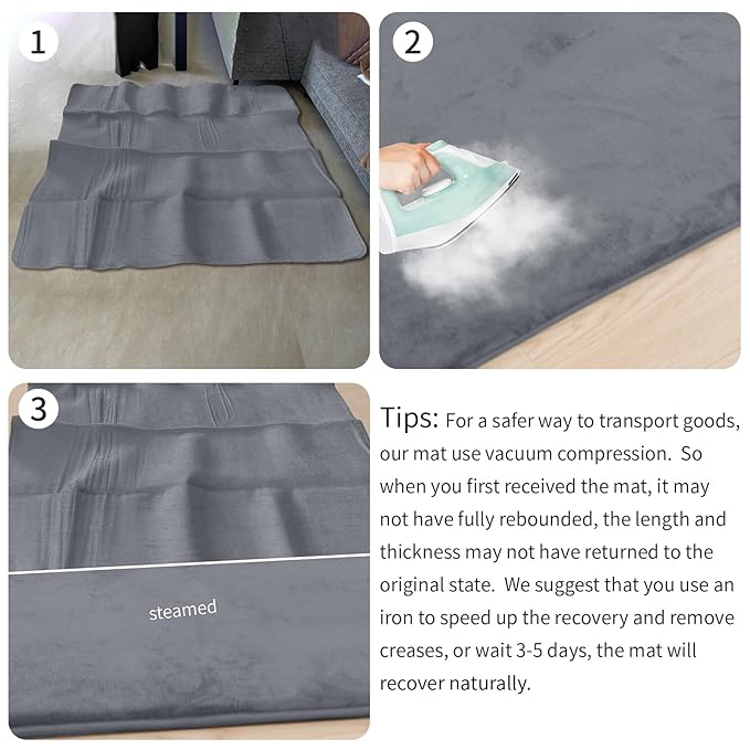 Huloo Sleep Baby Play Mat for Floor,1.3" Thick Elasti-Foam 50"×50" Playpen Mat for Tummy Time,Water Repellent Soft Coral Velvet for Toddler,Infant,Kids,Non-Slip Backing Safe for Crawling(Dark Grey)