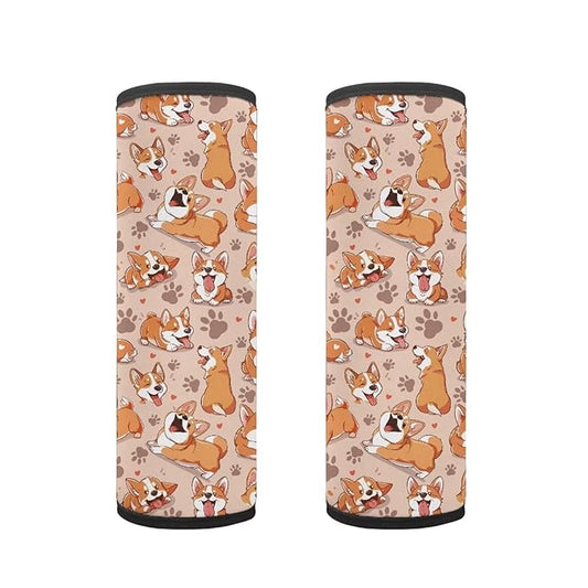 Biyejit Cute Corgi 2 Pieces Set Seat Belt Cover for Kids, Soft Anti-Skid Seat Belt Cushion for Children, Car Seat Belt Pads Cover for Girls and Boys