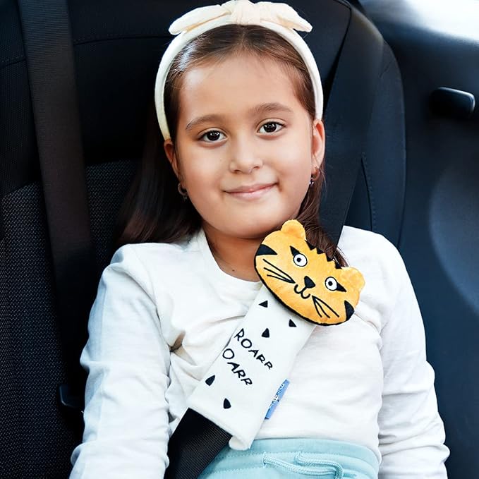 Milk&Moo Skater Cheetah Seat Belt Pillow for Kids, Ultra Soft Head, Neck, Shoulder Support in Car, Seatbelt Covers for Kids, Toddler Seat Belt Cushion, Animal Travel Pillow