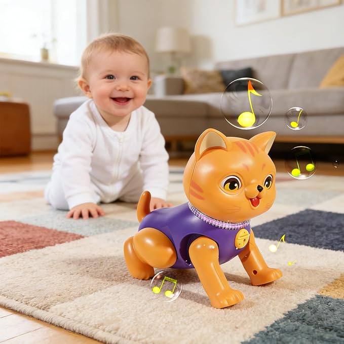 Crawling Baby Toys, Fun Tummy Time Toy for Toddlers with Music and Light, Interactive Walking Moving Sensory Toys for Infant Baby Girls and Boys, Birthday Gifts for Kids Boy Girl 3 4 5 6 7 8 Years