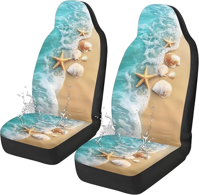 Starfish Shell Car Seat Covers for Front Seat Waterproof Car Seat Cover Protection Interior Accessories Easy to Install and Clean Universal for Cars Truck SUV Van