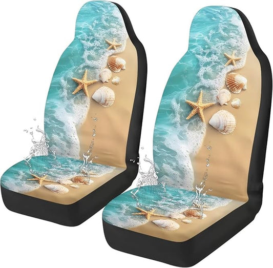 Starfish Shell Car Seat Covers for Front Seat Waterproof Car Seat Cover Protection Interior Accessories Easy to Install and Clean Universal for Cars Truck SUV Van