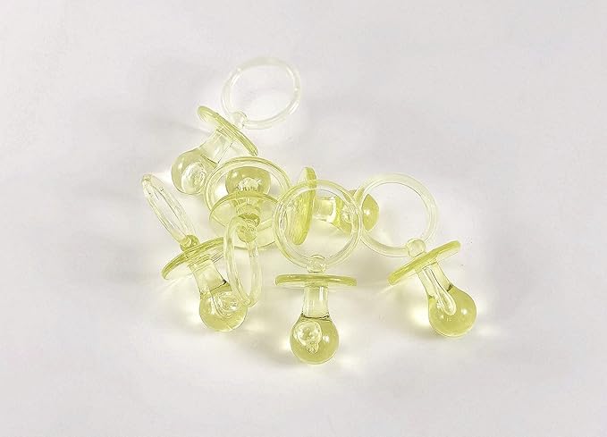 CalCastle Craft 2.5'' Pink & Blue & Clear Acrylic Baby Pacifier Shower Favor (36 Pieces) (Yellow (36 Pieces))