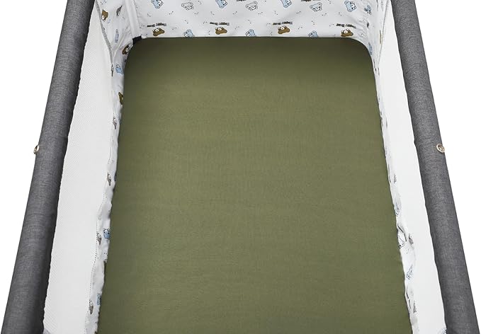Pack n Play Sheet Stretchy Fitted Portable Mini Crib Sheets Set 2 Pack,Playard Sheets Convertible Playard Mattress Cover,Ultra Soft Jersey Material, Light Green & Moon