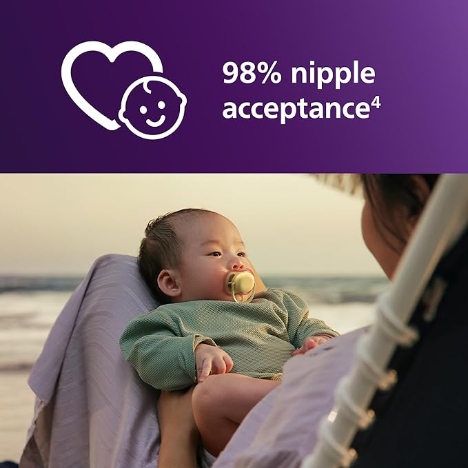 Philips Avent Ultra Air Pacifiers - Orthodontic Design, for Babies 0-6 Months, Soft Silicone Symmetrical Nipple, BPA-Free, 2 Sterilizing Cases, 4 Pack, SCF087/20