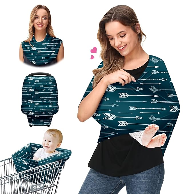 Baby Car Seat Stroller Covers Indian Arrows Nursing Cover Breastfeeding Scarf Soft Breathable Stretchy Coverage Carseat Canopy Cover for Boys and Girls Soft Breathable Multi Use