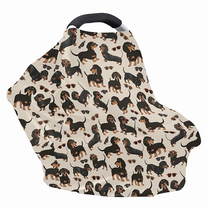 AFPANQZ Dachshunds Sunflower Nursing Cover Breastfeeding Covers Stretchy Babies Car Seat Cover Gender Neutral Soft Breathable Infant Carseat Canopy Shopping Cart Stroller Canopy for Baby