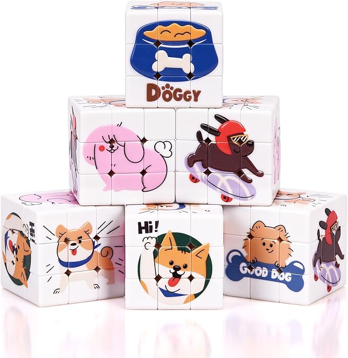 48 Pack Premium Puppy Mini Cube Bulk, 1.18 Inch 3x3x3 Small Puzzle Cubes Surface Finish, Dog Themed Birthday Party Favors, Classroom Rewards Prizes, Easter Basket Fillers for Kids