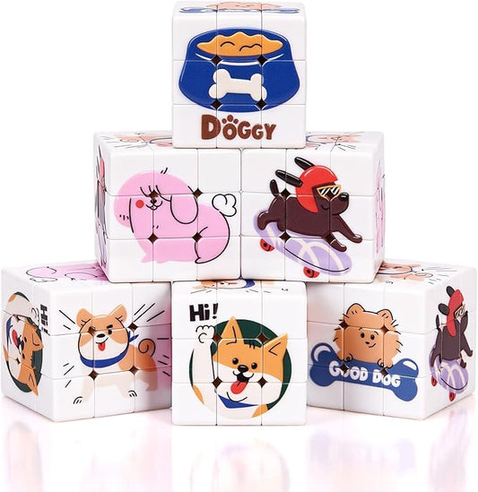 24 Pack Premium Puppy Mini Cube Bulk, 1.18 Inch 3x3x3 Small Puzzle Cubes Surface Finish, Dog Themed Birthday Party Favors, Classroom Rewards Prizes, Easter Basket Fillers for Kids