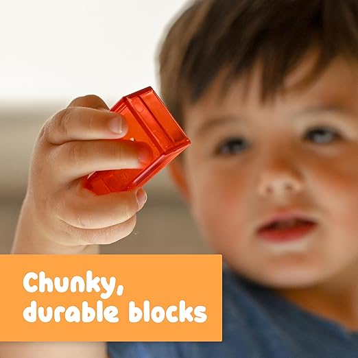 Spark & Wow Light Table Blocks; 12 Shapes and Two Colors; Toddler Sensory Building Blocks; Translucent Light Table Manipulatives; Sensory Toys for Toddlers