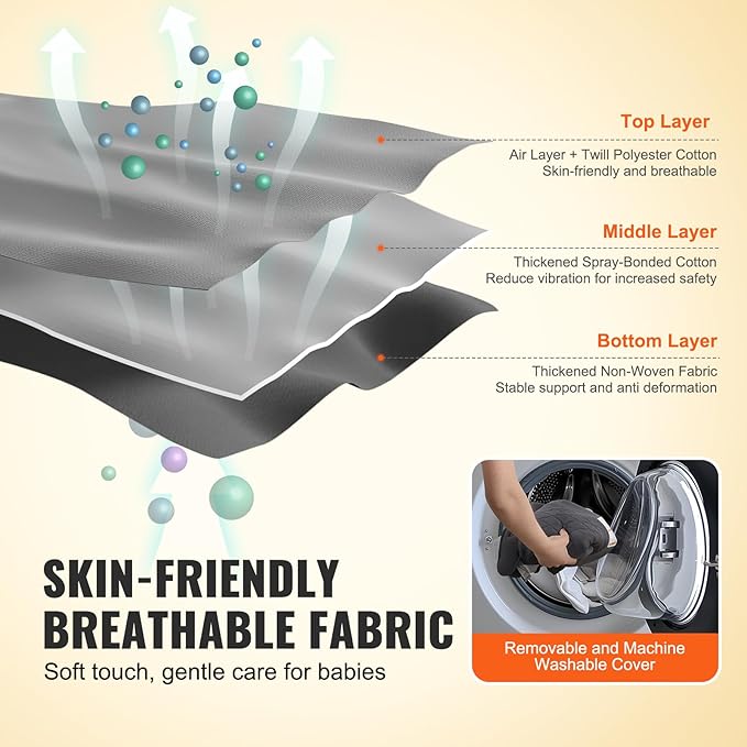 VEVOR Baby Bouncer, Folding Bouncer Seat for Babies 0-9 Months, Portable Baby Bouncer Seat with 2 Reclining Angles, 3-Point Harness & Carrying Bag, Ideal for Indoors Outdoors, Dark Gray