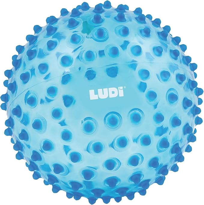 Ludi - Blue Massage Ball - Sensory Awakening for Babies from 6 Months - Soft Nubs - Stimulation, Dexterity and Coordination - 100% PVC - Washable - Ø 20 cm - Relieves Teeth and Promotes Play