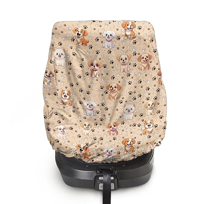 Car Seat Sun Shade Cover, Dog Paw Print Car Seat Cover Baby Elastic Style Car Travel Accessories, Easy Installation for Baby & Kids