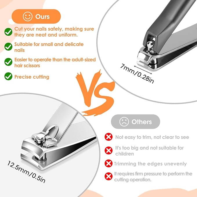 Kids Nail Clippers for Infants, Toddlers and Kids, Small Jaw Nail Trimmer, Precision Grooming Tool for Baby’s Tiny Fingernails and Toenails, Stainless Steel Clippers for Child Care (Black)