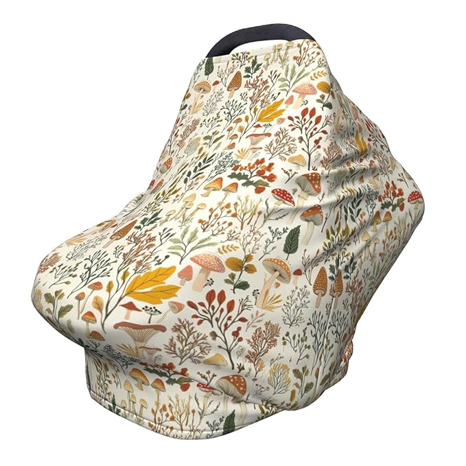Mushroom Car Seat Covers Canopy Covers Baby Multi-Use Car Seat Canopy Carrier Cover, Breathable Breastfeeding Cover Boys & Girls