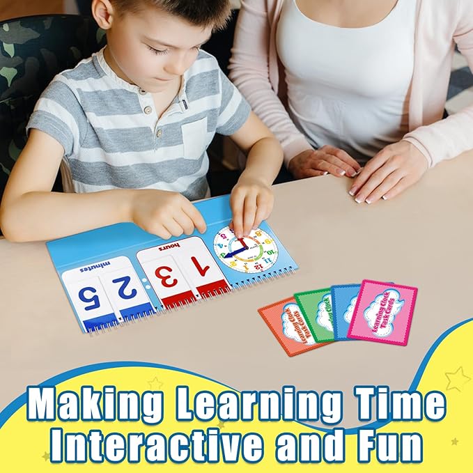 Torlam Learning Clock Flip Chart Colorful Analog & Digital Telling Time Teaching Clock for Kids, Math Manipulatives 1st 2nd Grade Homeschool Supplies Kindergarten Preschool Learning Activities Games