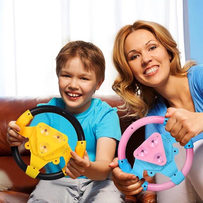 TOYANDONA 2pcs Steering Wheel Toys, Driving Wheel Toy Simulated Pretend Play Driving Toy Kids for Car Backseat