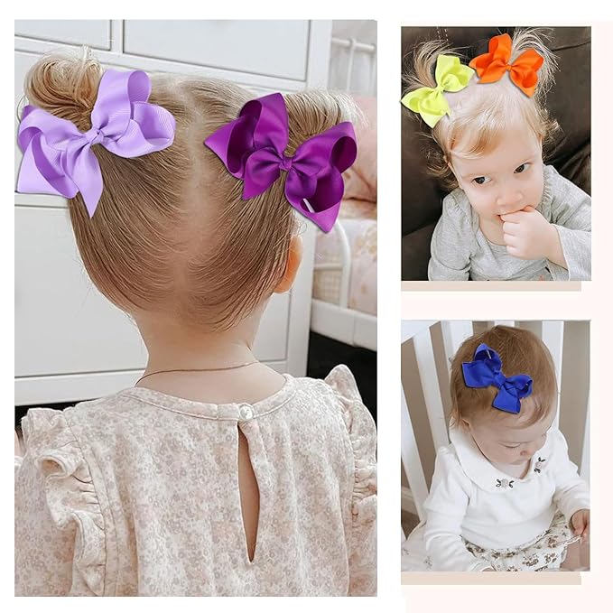 Hair Bows for Girls 10PCS Girls Toddler bows Clips Black Grosgrain Ribbon Alligator Clips Kids Hair Accessories