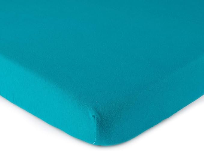 SheetWorld Fitted Baby Bassinet Sheet fits Chicco LullaGo Portable Bassinet 15 x 28, 100% Cotton Jersey, Hypoallergenic, Butter Soft, Teal, Made in USA