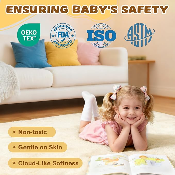 Yozoia Thick Baby Play Mat for Floor 71 x 59, Ultra Soft Playpen Mat, Machine Washable Tummy Time Foam, Non-Slip Bottom Helps Cushion, for Kids, Infant and Toddler Crawling