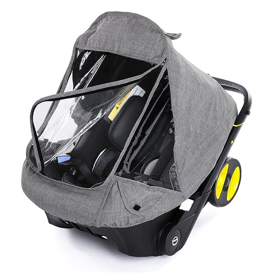 Car Seat Rain Cover,Food Grade EVA,Universal Car Seat Rain,Waterproof, Windproof Protection,Protect from Dust Snow,Rain Cover Features Quick-Access Zipper Door and Side Ventilation(Grey)