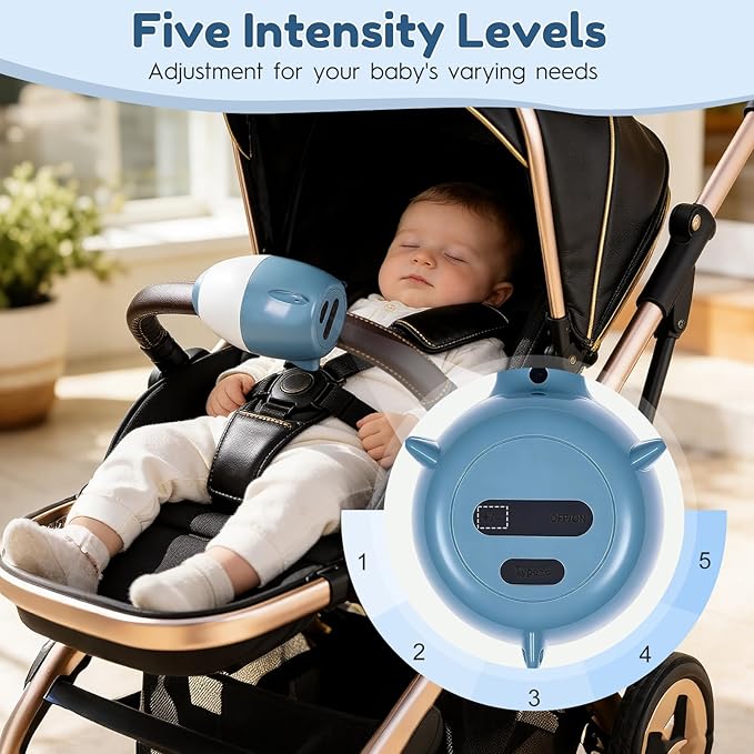 Rechargeable Baby Stroller Rocker, Universal Stroller Accessories with 5 Vibration Levels and Gentle Quiet Operation for Sleep Aid & Soothing, Featuring Adorable Rocket Design - Compact and Portable