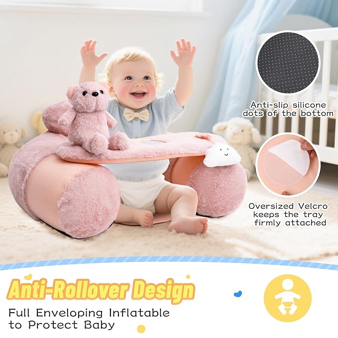 KAKIBLIN Baby Sit Me Up Seat, Inflatable Baby Seat with Cover for Babies 3-36 Months,Portable,Inflatable Sit & Play Floor Seats for Sitting Up