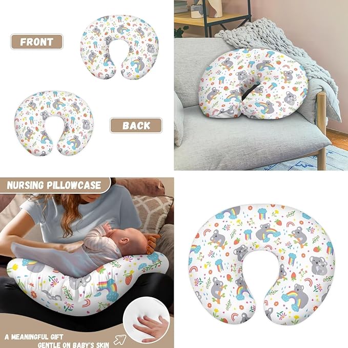 Koala Basket Covers for Baby Infant Carseat Canopy Small Flowers Nursing Pillow Cover for Baby Boy Girl Newborn Replaceable Cuddle Pillow Slipcover