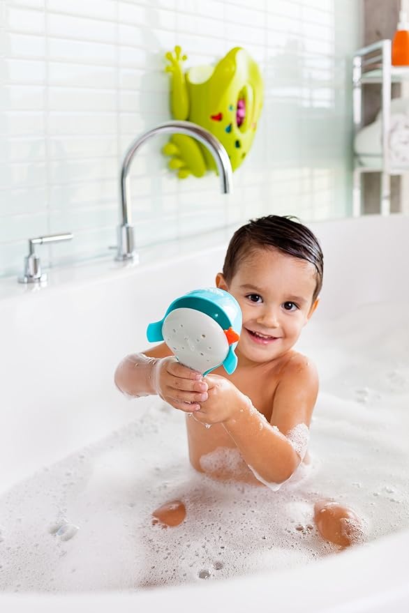 Boon Chomp Whale Bath Toy - Interactive Baby Bath Toys for Sensory Fun - Sensory Toddler Toys for Bath Time - Baby Gifts and Toddler Water Toys - Aqua - Ages 12 Months and Up