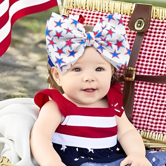 4th July 6“ Large Bow Nylon Headband