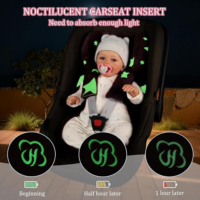 Infant Car Seat Insert Girls, Soft Flannel Baby Head Support & 2 Strap Pads, Preemie Newborn Carseat Cushion Reversible & All Season, for Stroller, Baby Swing, Rocker, Bassinets, Bouncer (Pink Star)