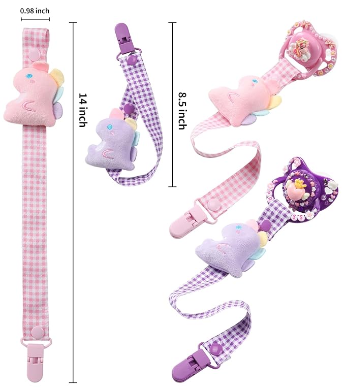 CutiePlusU Adult Pacifier Clip Adult Size Anyard Holder Clips 2 Pack-Baby Dinosaur 1