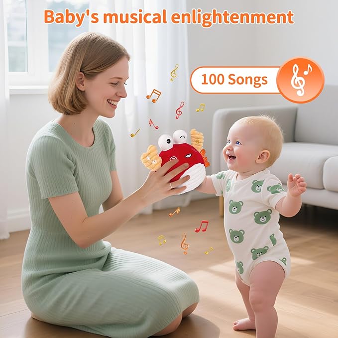 nicknack Baby Toys 0-6 Months – Crawling Dancing Bouncing Musical Learning Plush Crab,Interactive 100+ Songs Toy for 1 2 3 Year Old Boys Girls Sensory Birthday Gifts