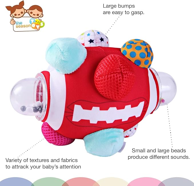 Football Bumpy Ball for Baby Cognitive Developmental, Baby Boys & Girls - Newborn to 36 Months Sensory Football Rattle Toy