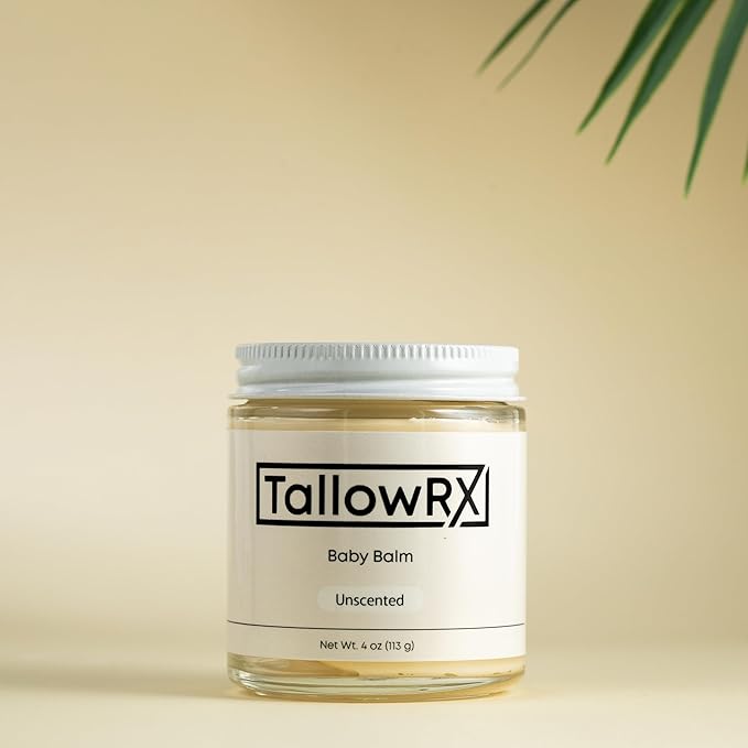 Tallow Baby Balm for Delicate Skin – All-Natural, Moisturizing & Soothing Cream with Grass-Fed Beef Tallow, Organic Jojoba & Organic Vitamin E – For Newborns, Infants & Toddlers (4oz, Unscented)