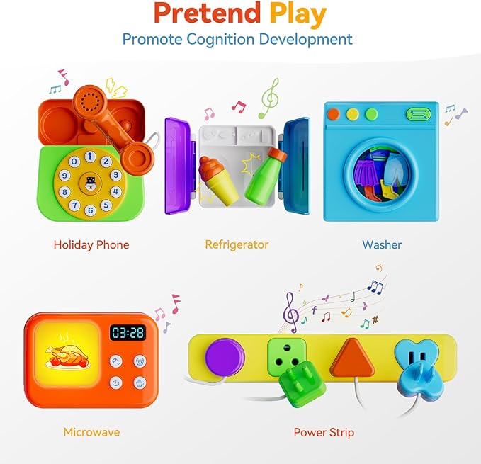 INNOSKY Toddler Montessori Toy Busy Board for 1-2 Year Old Boys Girls Gift, Baby Toy 12-18 Months, Musical Learning Educational Toys for 1 Year Old, 1st Birthday Baby Boy Girl Gifts