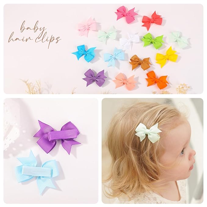 80PCS 2 Inch Baby Hair Bows Clips for Girls Grosgrain Ribbon Fully Lined Infant Hair Clips Accessories for Baby Girls Newborns Toddler in Pairs