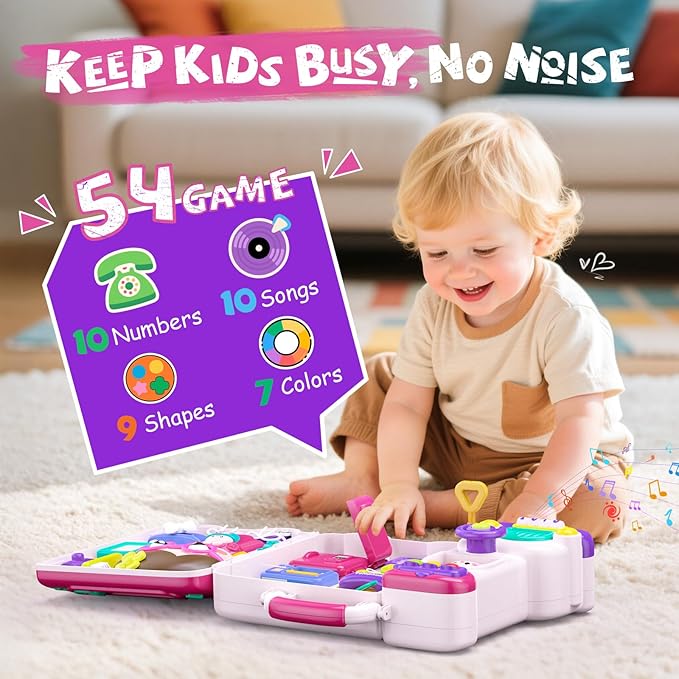 54-in-1 English & Spanish Busy Board Montessori Toys Gift for 1 2 Year Old Girls, Educational Montessori Learning Toys for 1 Year Old, Christmas Toys Gifts for 1 2 Year Old Girl, 1 Year Old Gift Toy