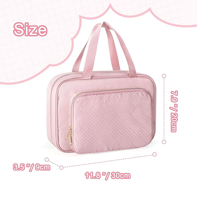 Fasrom Hair Accessories Organizer for Girls, Hanging Hair Bow Storage Bag for Kids Hair Clips, Headband, Hair Ties and Scrunchies Holder, Pink (Empty Bag)