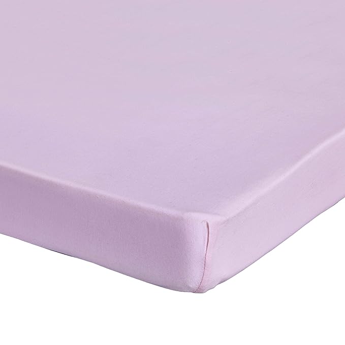 Pack n Play Fitted Sheet – Super Soft, 100% Natural Jersey Cotton – 27” x 39” – for Boys and Girls, Fits Pack n Play, Playard and Foldable Mattresses - Covered Elastic Hem (Lavender)